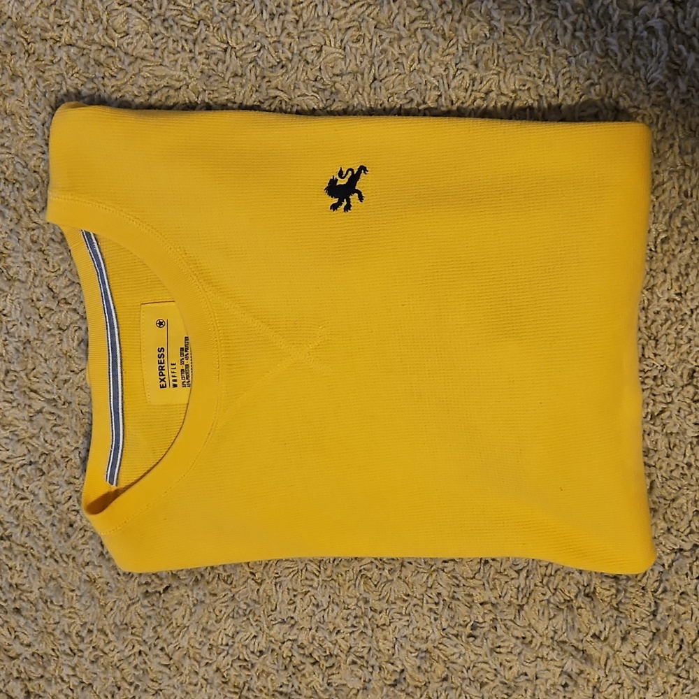 Express Men's Long Sleeve Waffle Shirt - Yellow